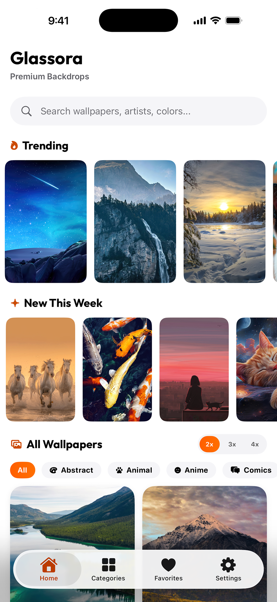 Glassora home light mode
