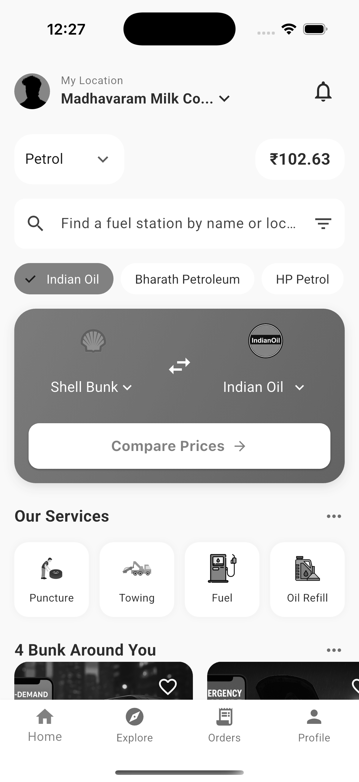 PitStop home dashboard
